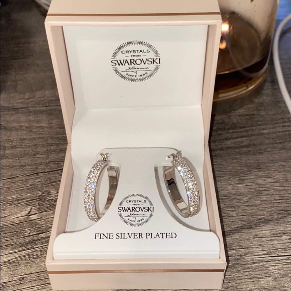Crystals from Swarovski silver plated hoops